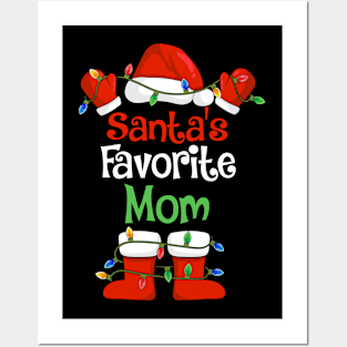 Santa's Favorite Mom Funny Christmas Pajamas Posters and Art